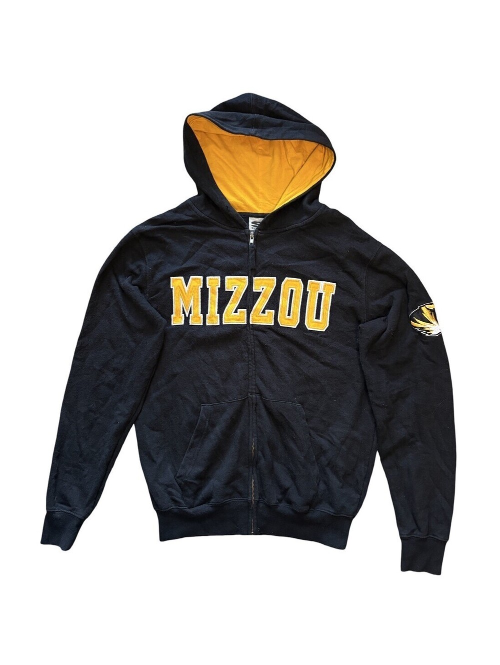 Missouri Tigers Full Zip Hoodie Size Small Stadium Athletics Black Yellow VTG